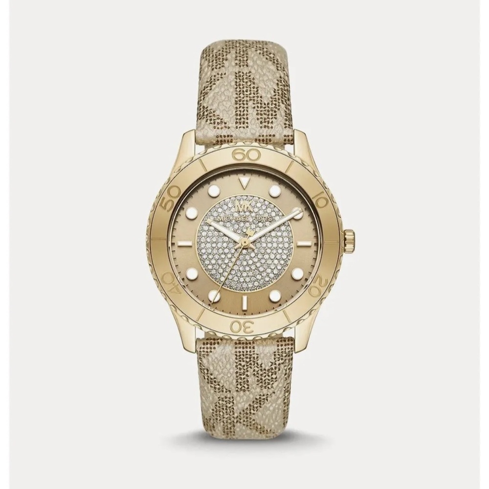 Michael Kors Runway Ladies Three Hand Gold Tone Oversized 40 mm Watch NIB MK6999